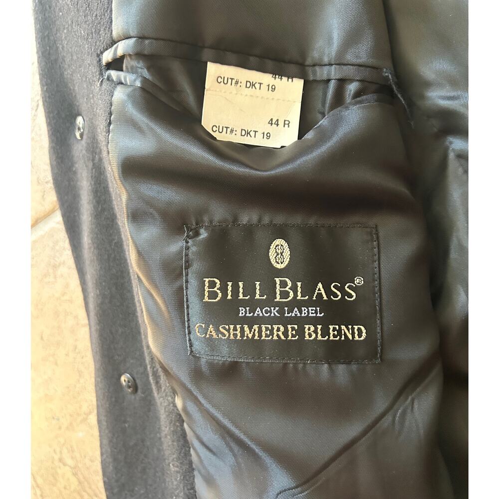 Bill Blass Black Label Overcoat 44R Black Cashmere Blend Wool Coat - Picture 8 of 9